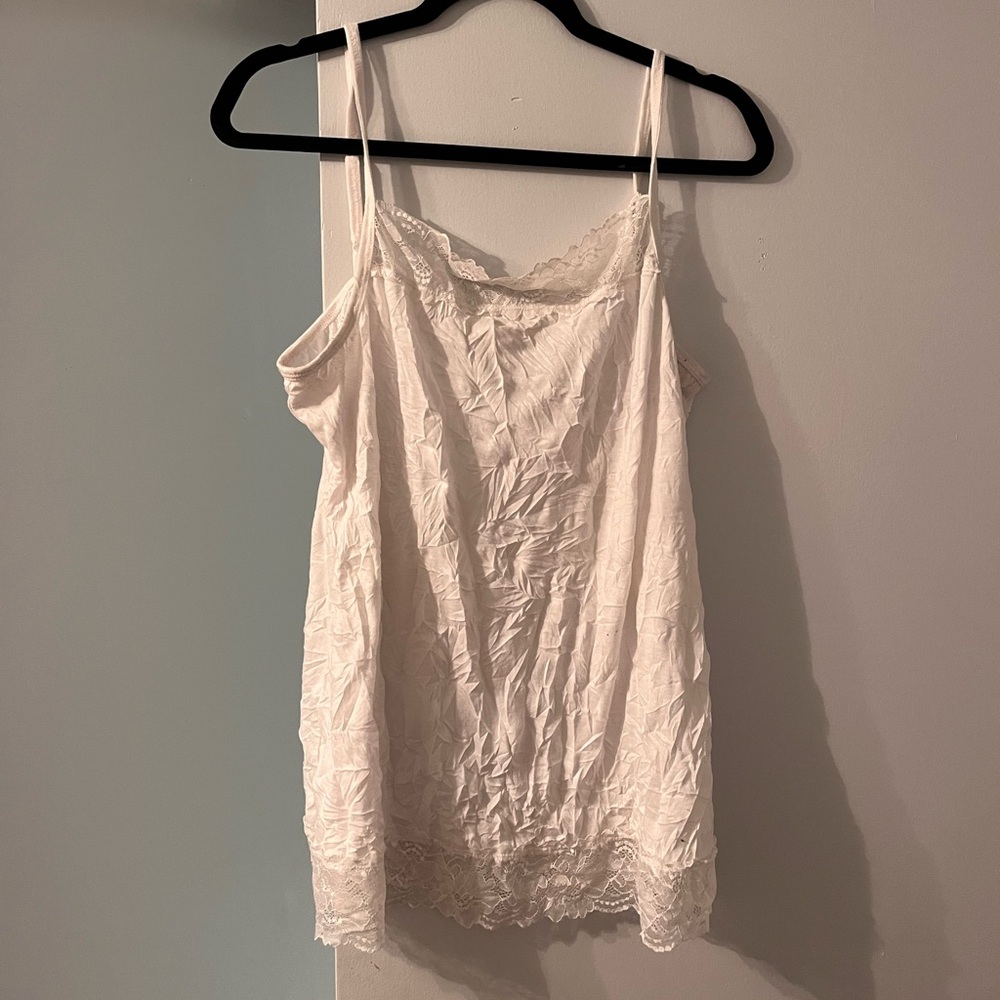Maurice’s White Lace Trim Crinkle Cami Top